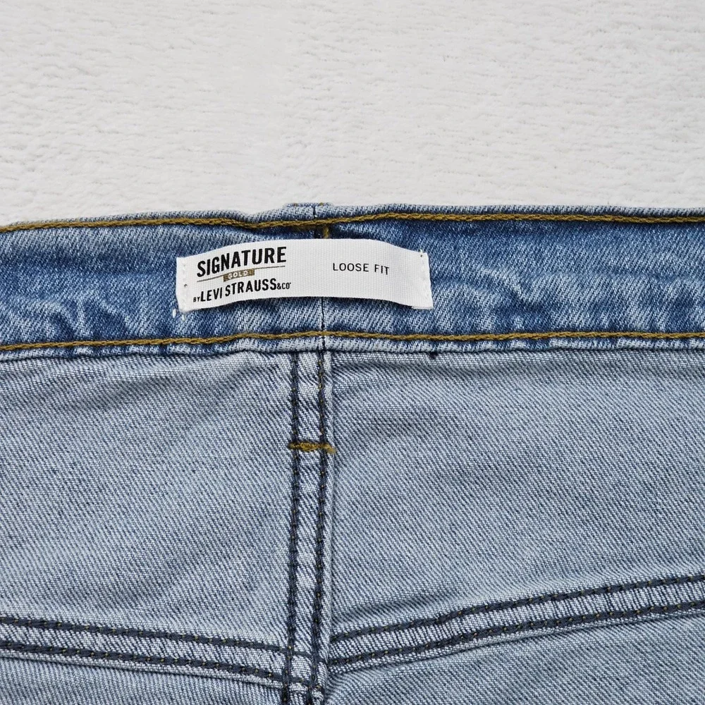 Signature Levi Strauss Mens 48x31‎ Blue Light Wash Loose Fit Jeans Denim New